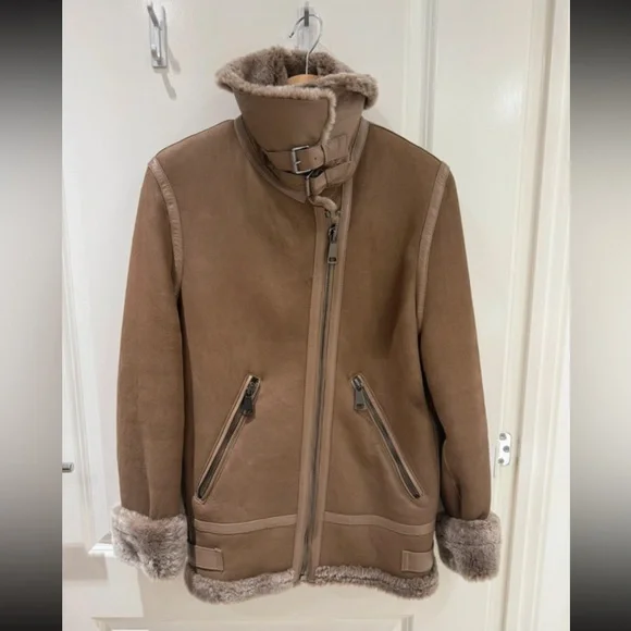 Luxurious Real Shearling Aviator Jacket - Picture 2 of 12